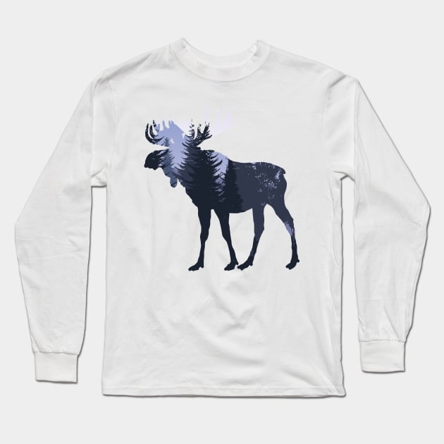 Elk Long Sleeve T-Shirt by Onceer